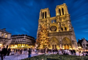 Notre Dame decked out for Christmas. 